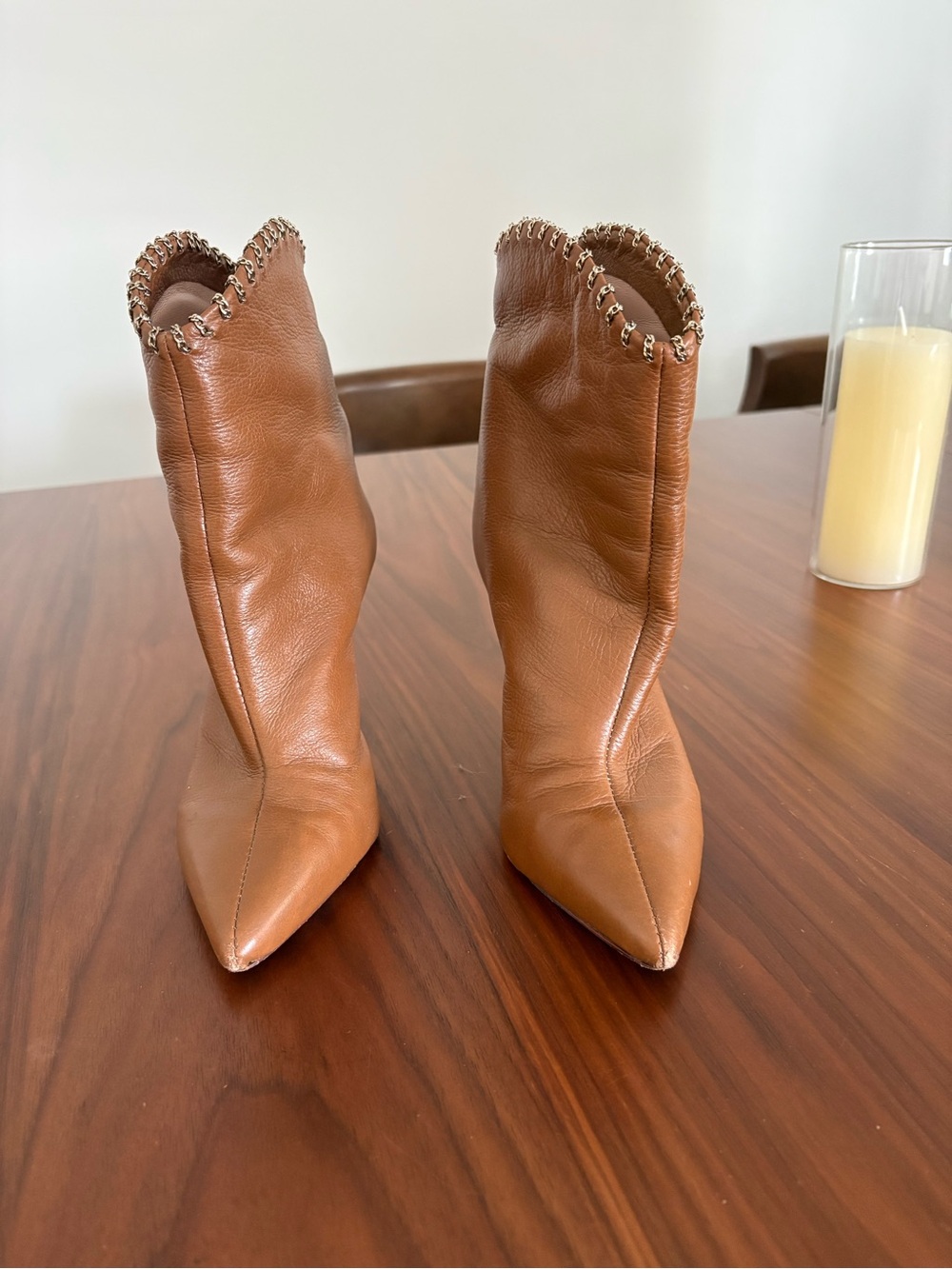 BROWN SCHUTZ Chain-Trim Leather Ankle Boot - Women - Picture 2 of 5